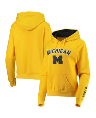 Women's Maize Michigan Wolverines Arch and Logo 1 Pullover Hoodie