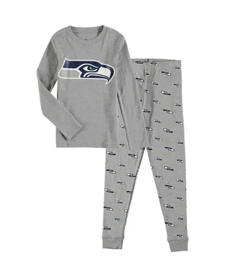 Big Boys Heathered Gray Seattle Seahawks Long Sleeve T-shirt and Pants Sleep Set