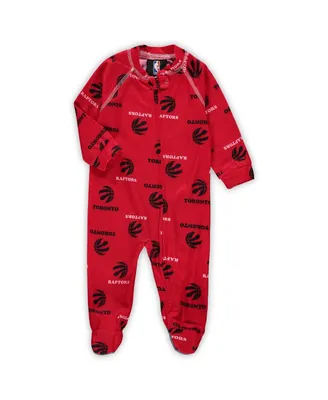 Infant Boys and Girls Red Toronto Raptors Team Raglan Full-Zip Sleeper