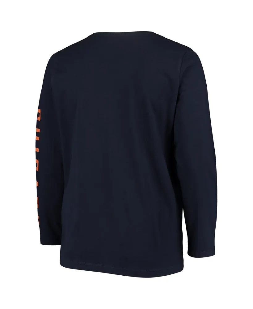 Women's Navy Chicago Bears Plus Size Team Logo Long Sleeve T-shirt