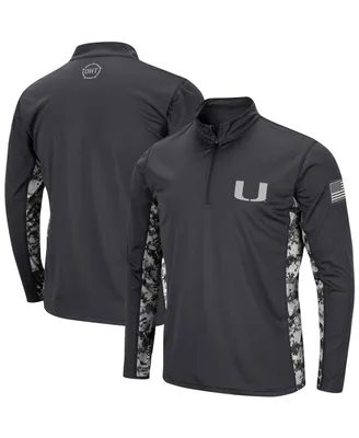 Men's Charcoal Miami Hurricanes Oht Military-Inspired Appreciation Digi Camo Quarter-Zip Jacket