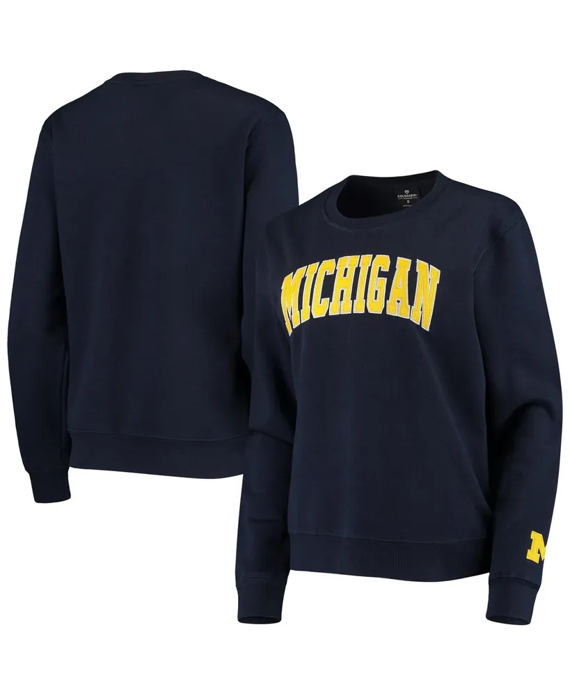 Women's Navy Michigan Wolverines Campanile Pullover Sweatshirt