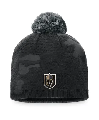 Women's Black and Gray Vegas Golden Knights Authentic Pro Team Locker Room Beanie with Pom