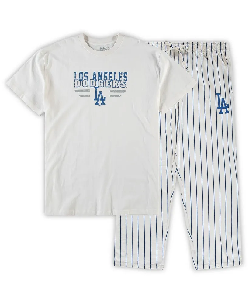Men's White, Royal Los Angeles Dodgers Big and Tall Pinstripe Sleep Set
