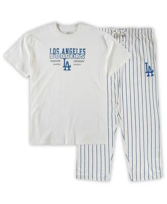 Men's White, Royal Los Angeles Dodgers Big and Tall Pinstripe Sleep Set