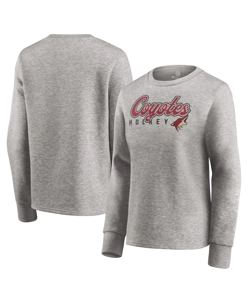 Women's Heathered Gray Arizona Coyotes Fan Favorite Script Pullover Sweatshirt