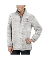 Women's Gray New England Patriots Sherpa Quarter-Zip Pullover Jacket