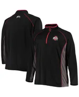 Men's Black Ohio State Buckeyes Big and Tall Textured Raglan Quarter-Zip Jacket