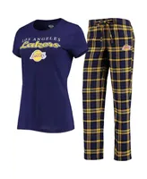 Women's Purple, Gold Los Angeles Lakers Lodge T-shirt and Pants Sleep Set