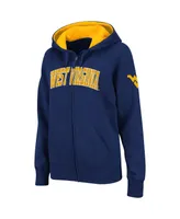 Women's Stadium Athletic Navy West Virginia Mountaineers Arched Name Full-Zip Hoodie