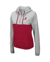 Women's Gray and Scarlet Alabama Crimson Tide Aidan Half-Zip Hoodie