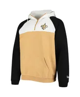 Men's Gold, White New Orleans Saints Gametime Quarter-Zip Hoodie Jacket - Gold