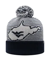 Men's Navy West Virginia Mountaineers Line Up Cuffed Knit Hat with Pom