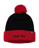 Men's Black and Red Texas Tech Red Raiders Core 2-Tone Cuffed Knit Hat with Pom
