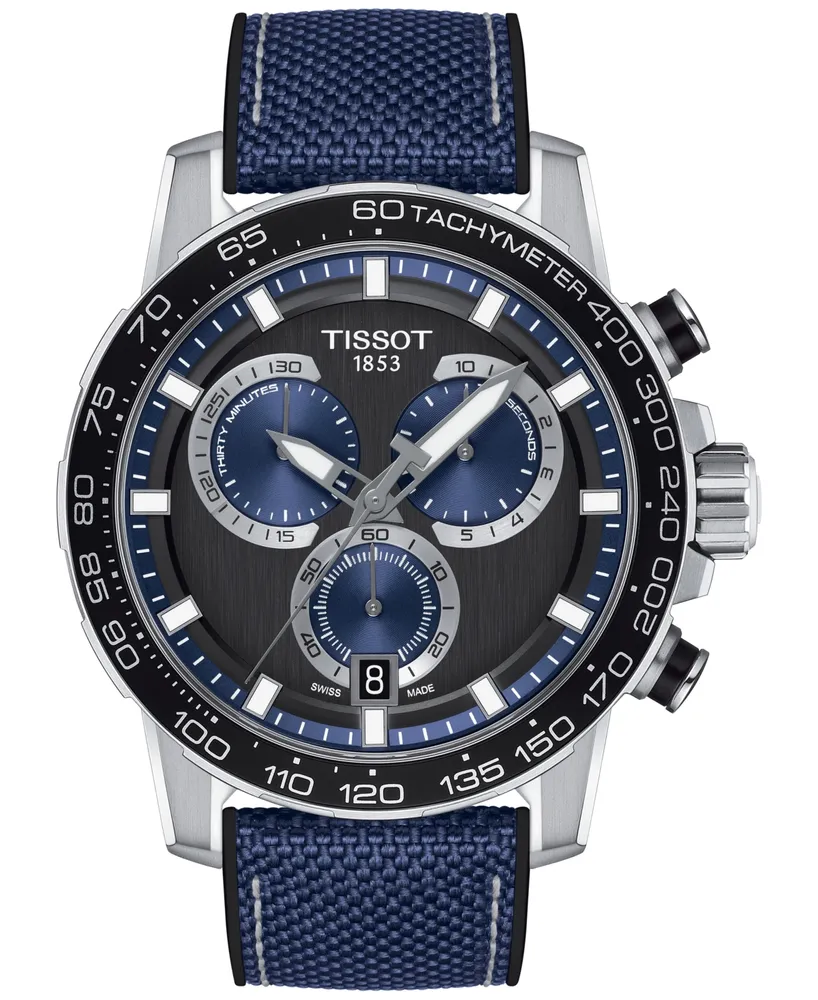 Tissot Men's Swiss Chronograph Supersport Blue Textile Strap Watch 40mm