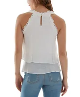 Bcx Juniors' Crochet-Trim Layered-Hem Top