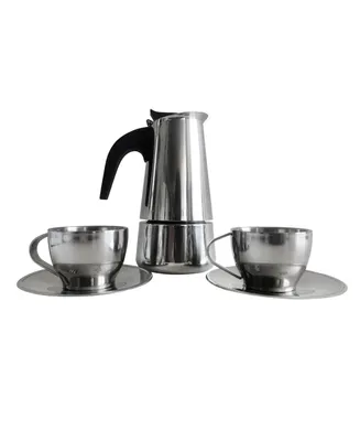 Cook Prep Eat 4 Cup Stainless Steel Espresso Maker Set, 5 Piece