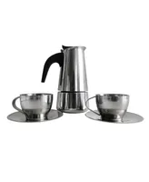 Cook Prep Eat 4 Cup Stainless Steel Espresso Maker Set, 5 Piece