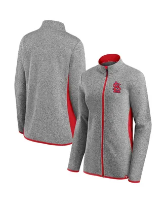 Women's Fanatics Heathered Charcoal St. Louis Cardinals Primary Logo Fleece Full-Zip Jacket