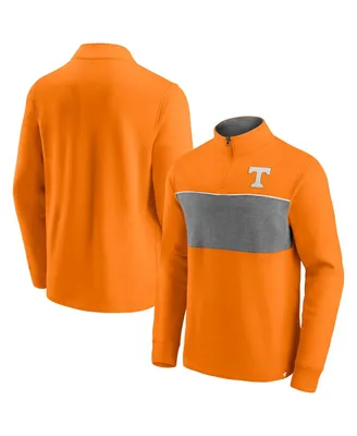 Men's Fanatics Tennessee Orange, Heathered Gray Volunteers Primary Logo Quarter-Zip Jacket