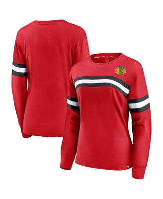 Women's Fanatics Red Chicago Blackhawks Block Party Primary Logo Fashion Long Sleeve T-shirt