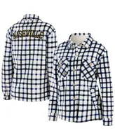 Women's Wear by Erin Andrews Oatmeal Nashville Predators Plaid Button-Up Shirt Jacket