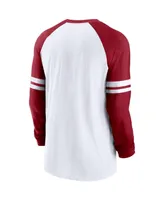 Men's Nike White, Cardinal Arizona Cardinals Throwback Raglan Long Sleeve T-shirt