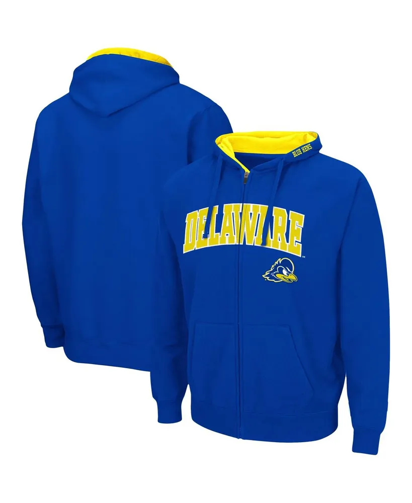 Men's Colosseum Royal Delaware Fightin' Blue Hens Arch and Logo 3.0 Full-Zip Hoodie