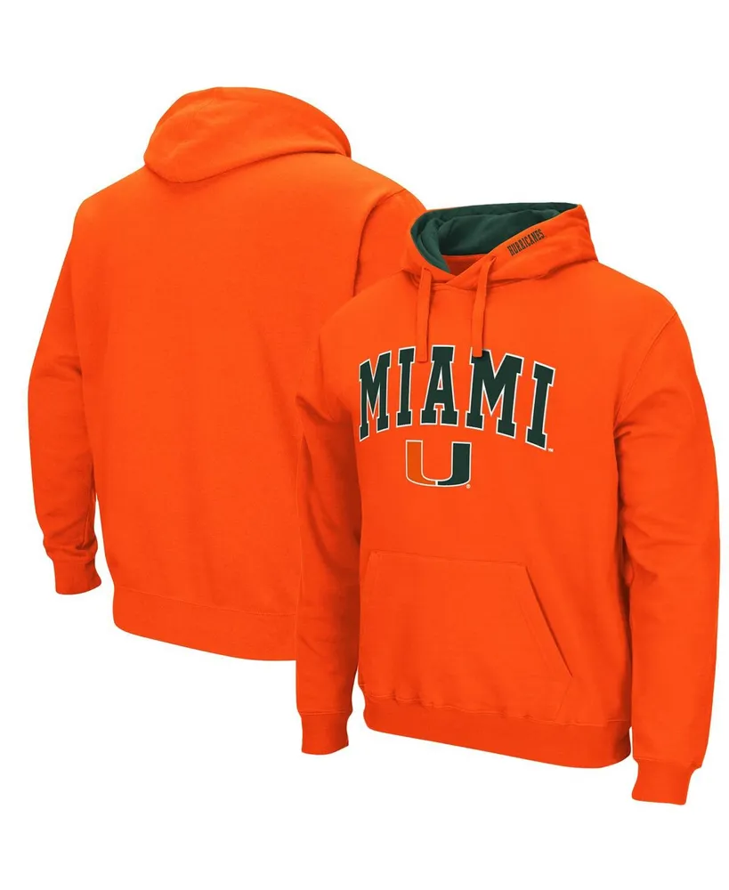 Men's Colosseum Orange Miami Hurricanes Arch and Logo 3.0 Pullover Hoodie