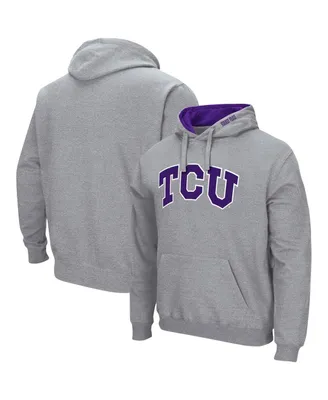 Men's Colosseum Heathered Gray Tcu Horned Frogs Arch and Logo 3.0 Pullover Hoodie