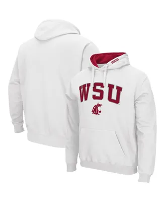 Men's Colosseum White Washington State Cougars Arch and Logo 3.0 Pullover Hoodie