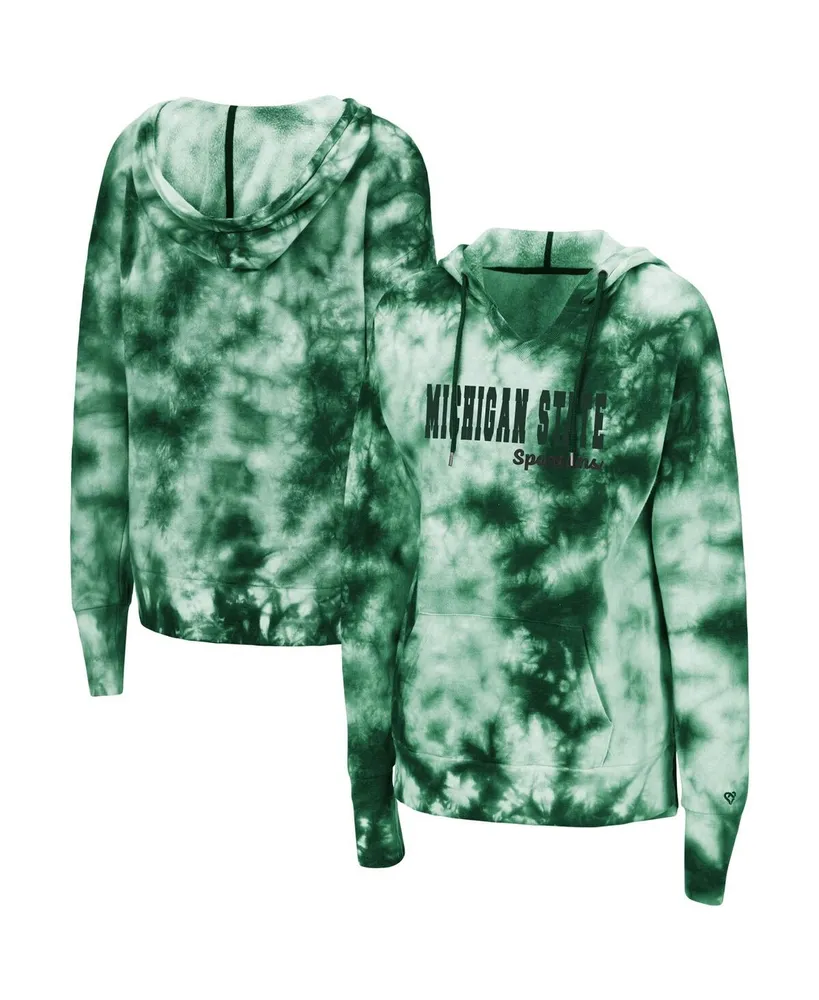 Women's Colosseum Green Michigan State Spartans Shavonee Tie-Dye Pullover Hoodie