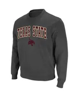 Men's Colosseum Charcoal Texas State Bobcats Arch and Logo Crew Neck Sweatshirt