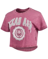 Women's Pressbox Maroon Texas A&M Aggies Edith Vintage-Like Burnout Crop T-shirt