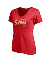 Women's Fanatics Red Calgary Flames Plus Size Mascot In Bounds V-Neck T-shirt