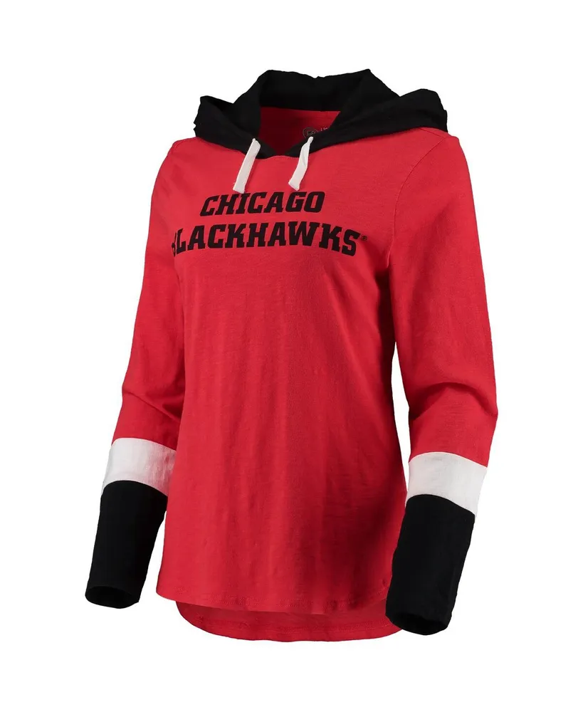 Women's G-iii 4Her by Carl Banks Red Chicago Blackhawks Passing Play Hoodie Long Sleeve T-shirt