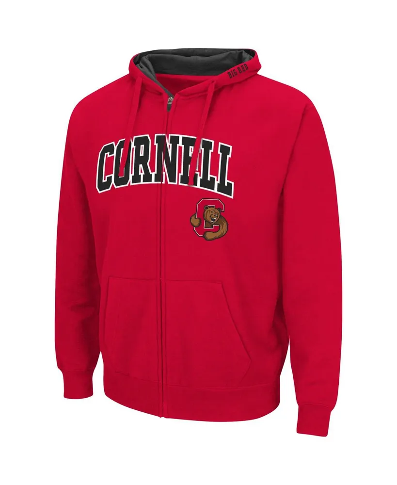 Men's Colosseum Red Cornell Big Arch and Logo 3.0 Full-Zip Hoodie