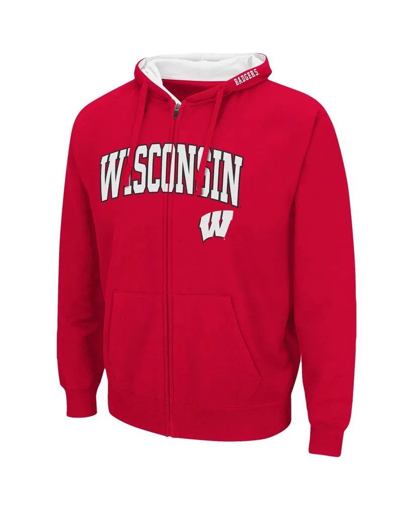 Men's Colosseum Red Wisconsin Badgers Arch and Logo 3.0 Full-Zip Hoodie