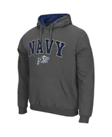 Men's Colosseum Charcoal Navy Midshipmen Arch and Logo 3.0 Pullover Hoodie