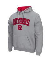 Men's Colosseum Heathered Gray Rutgers Scarlet Knights Arch and Logo 3.0 Pullover Hoodie