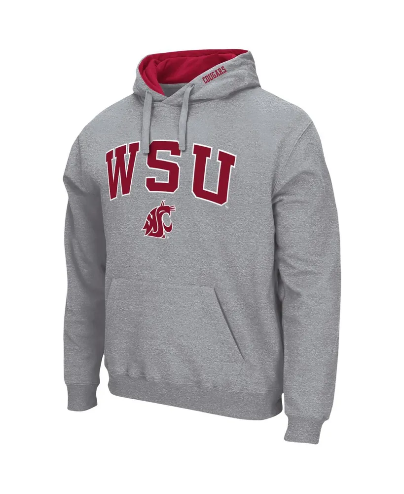 Men's Colosseum Heathered Gray Washington State Cougars Arch and Logo 3.0 Pullover Hoodie