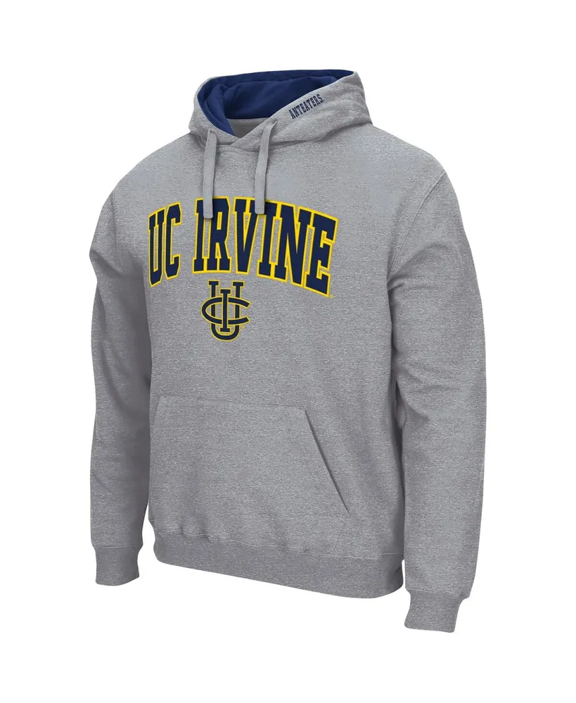 Men's Colosseum Heathered Gray Uc Irvine Anteaters Arch and Logo Pullover Hoodie