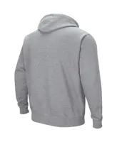 Men's Colosseum Heathered Gray Cal Poly Mustangs Arch and Logo Pullover Hoodie