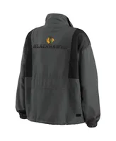 Women's Wear by Erin Andrews Charcoal Chicago Blackhawks Popover Packable Half-Zip Jacket