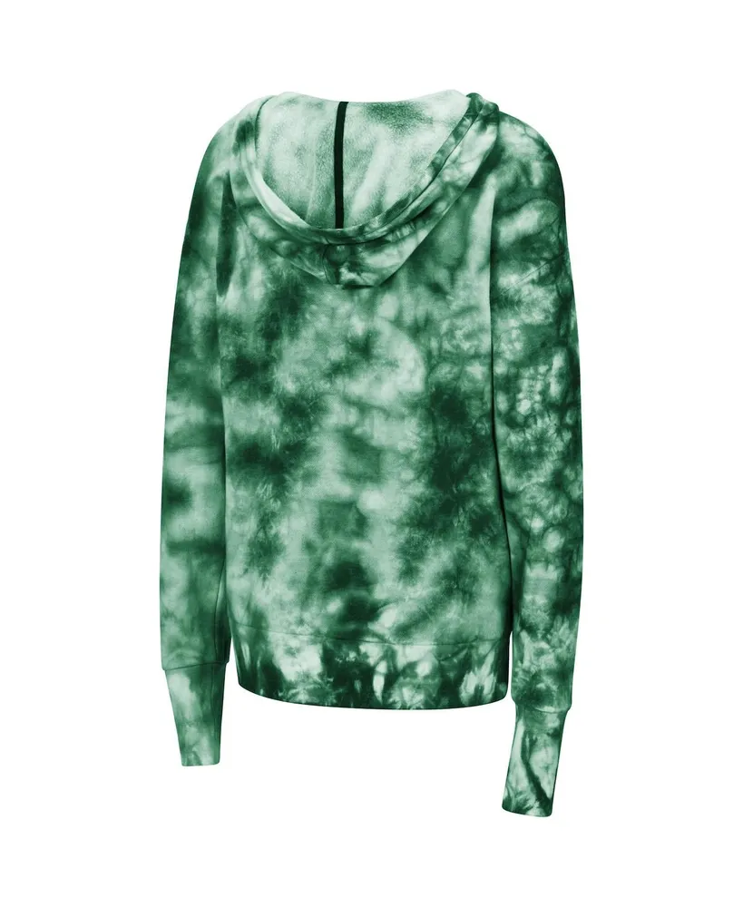 Women's Colosseum Green Michigan State Spartans Shavonee Tie-Dye Pullover Hoodie