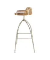 Iron and Wood Contemporary Bar Stool