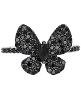 Black Spinel Butterfly Ring (7/8 ct. t.w.) Rhodium-Plated Sterling Silver