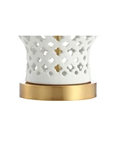 Quatrefoil Fretwork 20.5" Pierced Ginger Jar Ceramic, Led Table Lamp