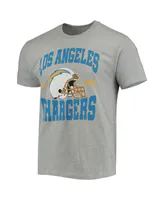 Men's Heathered Gray Los Angeles Chargers Helmet T-shirt