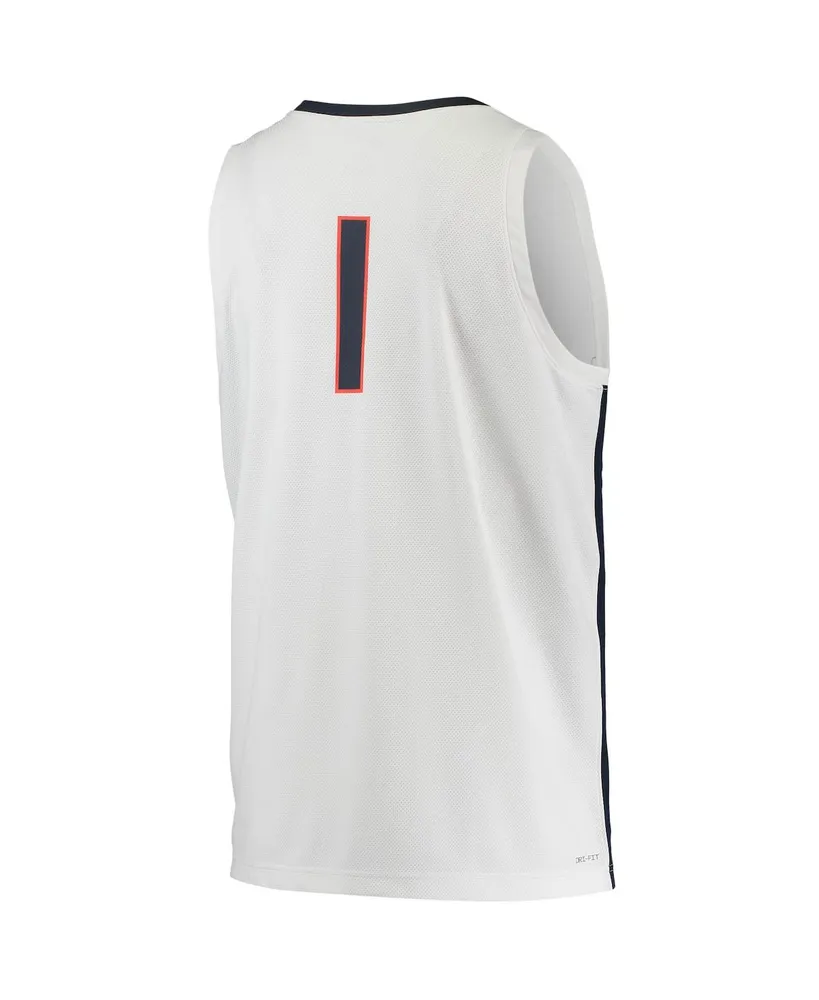 Men's #1 White Virginia Cavaliers Replica Basketball Jersey